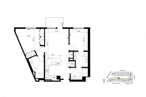 Floor plan for 2 beds, 2 baths, 1133 sqft
